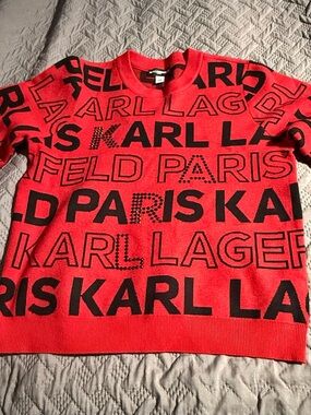 Karl Lagerfeld women’s Red Logo Crewneck Sweater